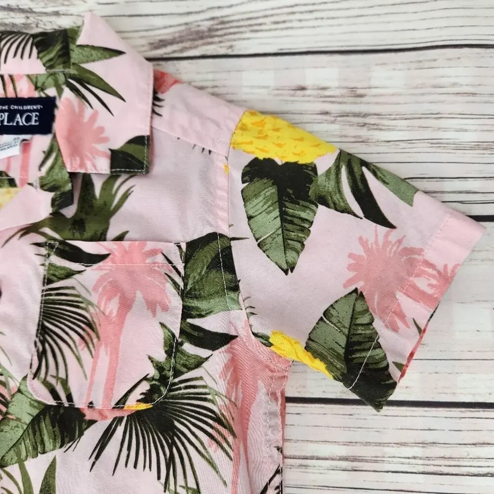 The Children's Place Toddler Hawaiian Pineapple Button Down Shirt Size 2T Coast
